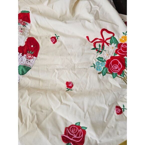 Vintage House of Hatten Christmas tree skirt Santa gold red velvet - Picture 7 of 10